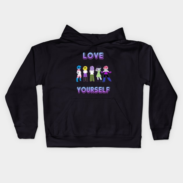 Love Yourself: Gender Pride Kids Hoodie by beyondthevoid